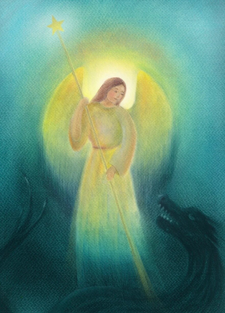 Postkarte Victory of Light von Bijdehansje – leuchtender Engel mit Stern, PKWI278
