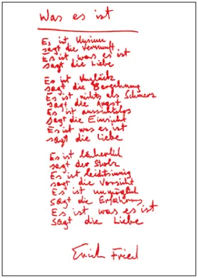 Postkarte mit dem Gedicht Was es ist von Erich Fried – PKGR95