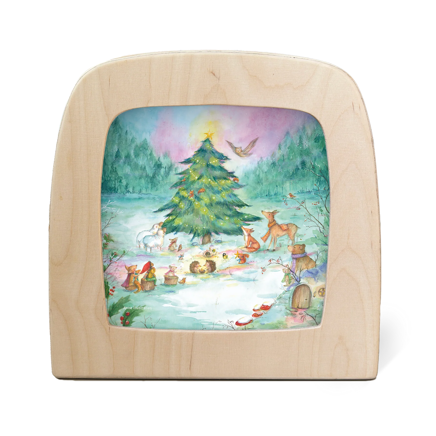Weihnachtsbaum Toverlux Motiv MO171: Tiere im Wald um den Weihnachtsbaum– Anne Illustraties, für die Magische Lampe und den Adventstisch