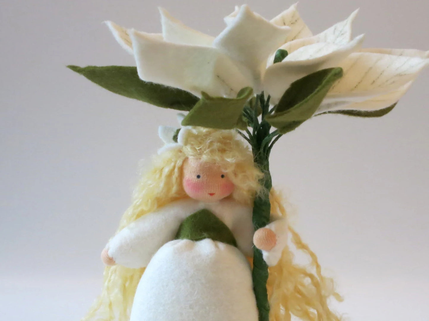 Weihnachtsstern weiß Blumenkind Frontalansicht, Waldorf Jahreszeitentisch Art. WI17