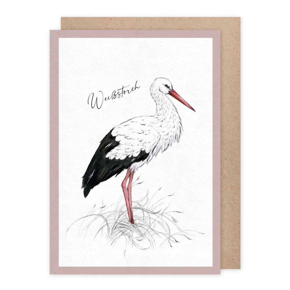 Trauerkarte Weißstorch im Gras – PKGR88
