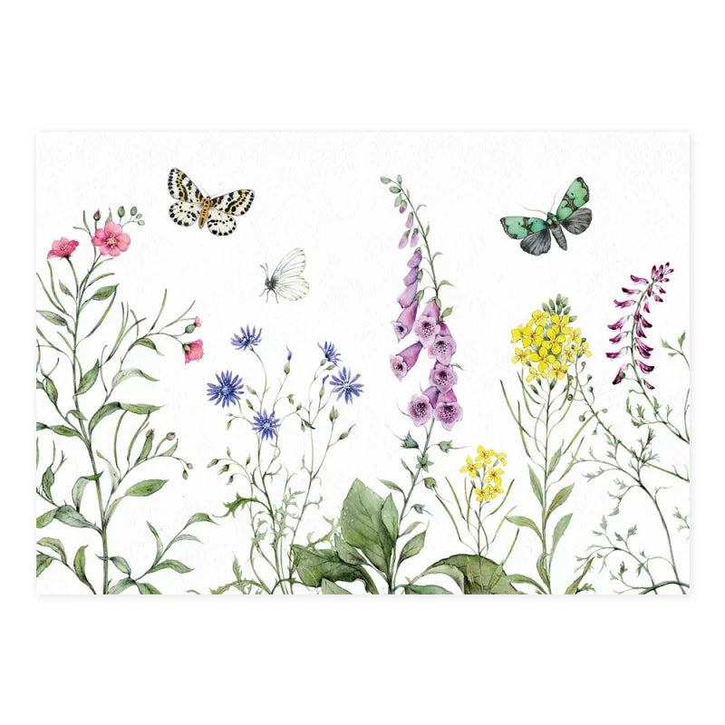 Grußkarte mit Wiesenblumen: Lichtnelke, Kornblume, Fingerhut und Wicke – Wildblumen PKGR25