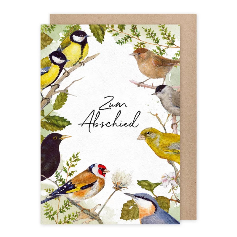 Doppelkarte Zum Abschied mit Vogelkranz – PKGR6-Abschied